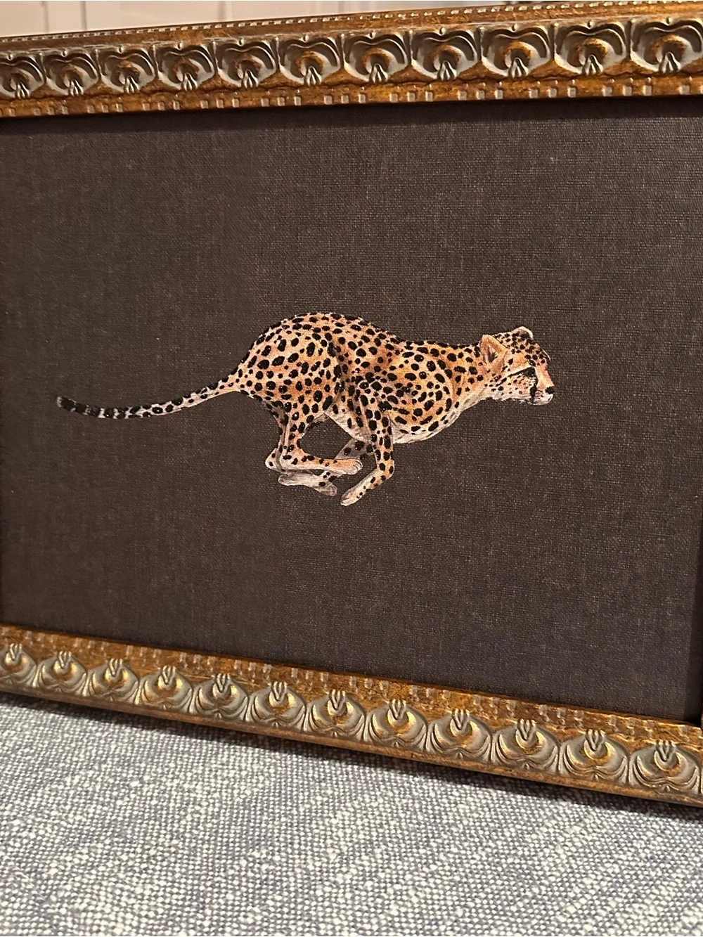 14x11 cheetah wild art print with glitter embellishment beautiful frame